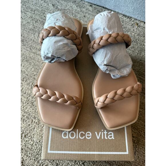 New Dolce Vita Café Stella Inore Strappy Sandal size 7.5  Nude Color Braiding - Picture 2 of 7